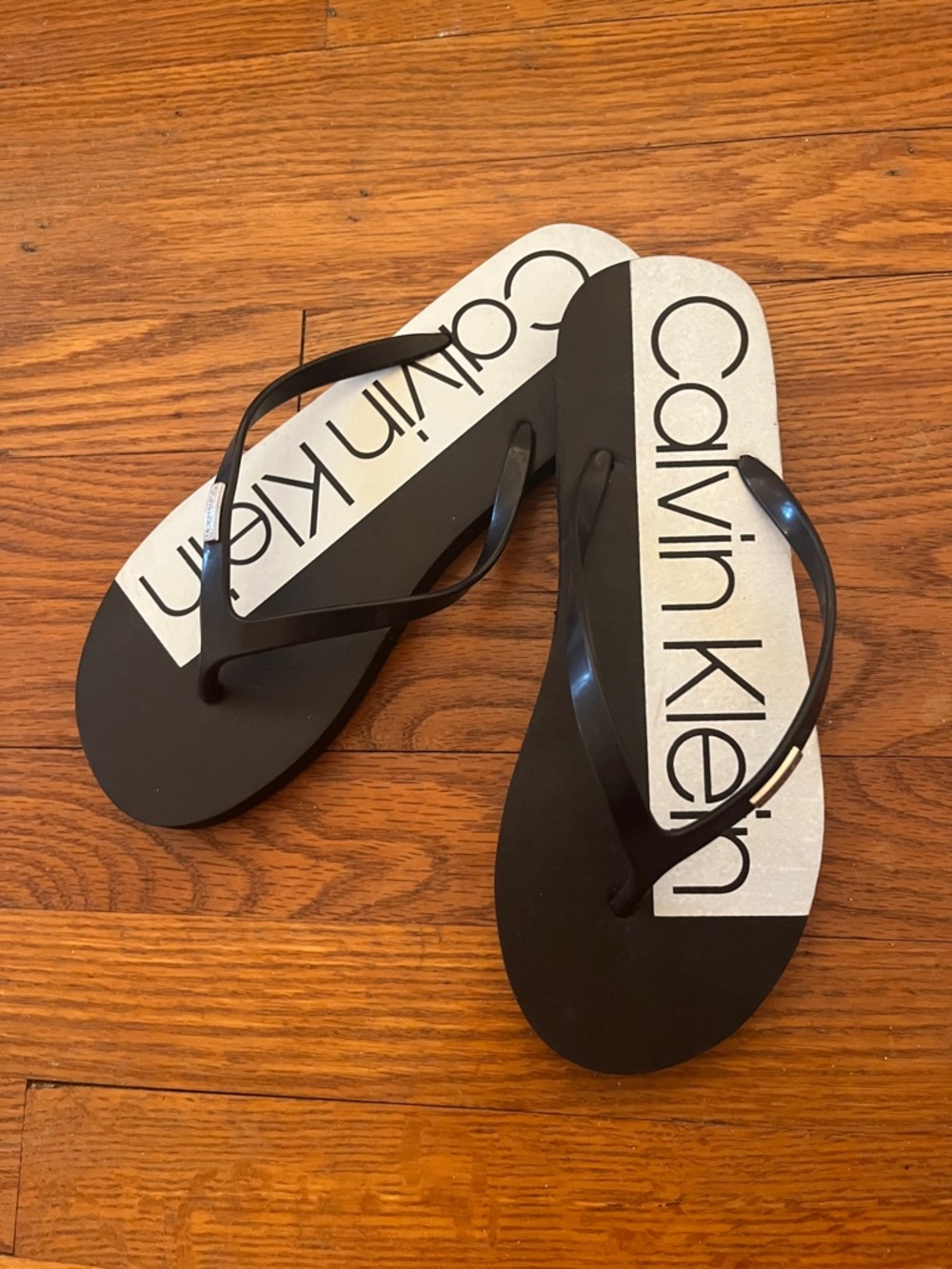 Calvin Klein Black & White Logo Slide Sandals